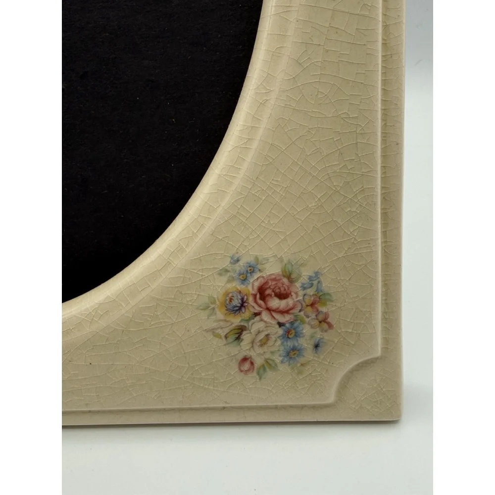 Vintage Terragrafics 1982 Hand Painted Floral Porcelain Picture Frame